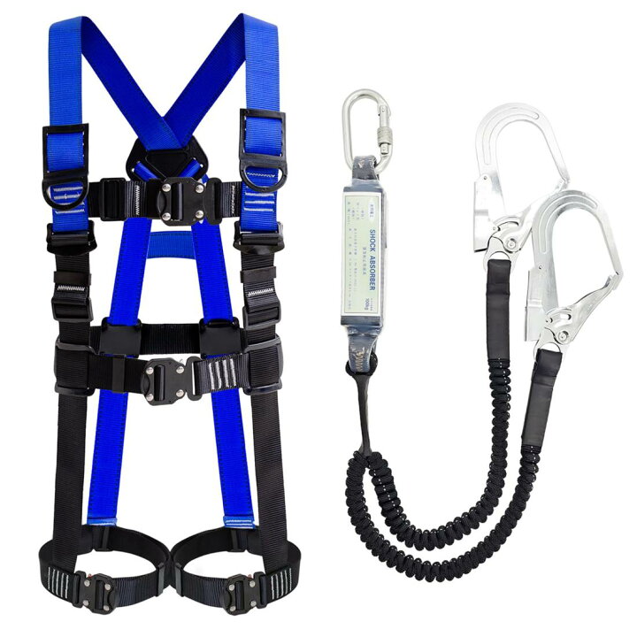 [光円電工] フルハーネス 新規格安全帯 M-L 新規格 フルハーネス安全帯 新規格 セットフルハーネス安全帯 2丁掛け 墜落制止用器具 ＆ 伸