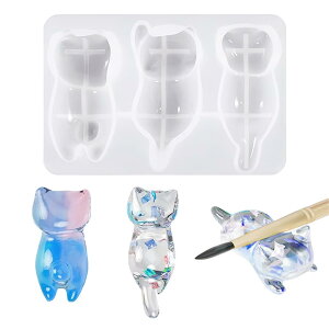 サムコス シリコンモールド 猫 筆置き 立体 匹の猫 猫の背中 UVレジン エポキシ樹脂 DIY ハンドメイド かわいい 樹脂 工芸品 装飾品 再利用可能