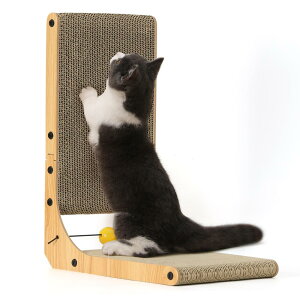 FUKUMARU 猫用L字型スクラッチャー 小型 猫 猫用 爪とぎ 爪研ぎ ダンボール 段ボール おもちゃ付き 38.6*24*48cm(縦*横*高さ)…