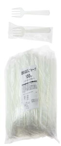 ストリックスデザイン 使い捨てフォーク 透明袋入り フォーク 100本 アイボリー 16.5cm 日本製 業務用 大容量 個包装 袋入り 衛生的 使い捨てカトラリー F-604