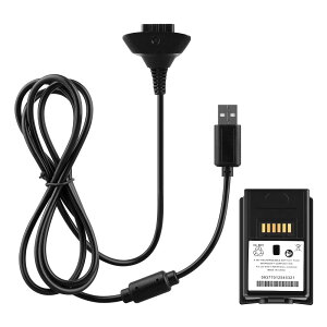 OSTENT 2 in1�[�d��P�[�u��+�[�d���o�b�e���[�p�b�N Microsoft Xbox 360���C�����X�R���g���[���[�p (�u���b�N)