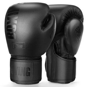 FIVING ボクシンググローブ キックボクシングトレーニンググローブ大人男女兼用 (10OZ, ブラック)