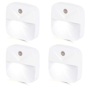 LEDナイトライト足元灯 常夜灯 Miraitech フットライト 明暗センサー コンセント 昼白色眩しくない 寝室/階段/廊下/浴室/暗い部屋等に適用 (昼白色4個) PSE取得済み