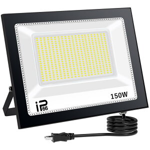 TANKAO 投光器 led 投光器 150W 投光器 屋外 100v 灯光器 作業灯 外灯 20000LM 6500K IP66 工事用ライト ledライト 屋外用 屋内 野外 防水 看板灯 集魚灯 駐車場用 (150w 1セット)