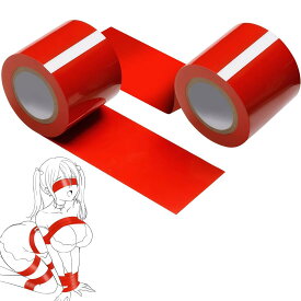 Sexyhot ボンテージテープ 拘束テープ テープ グッズ 簡単拘束 非粘着 静電気 SM縛り 調教グッズ 男女兼用 16M 2個セット レッド