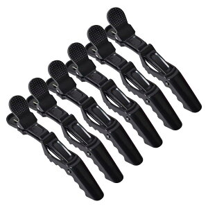 ダッカール ワニクリップ 6本セット ヘアクリップ バレッタ 髪留め ヘアピン サロン スタイリング 美容師 プロ用 しっかりとまる 理髪 髪 まとめ ブロッキング レディース メンズ (ブラック)