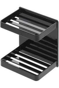 山崎実業(Yamazaki) マグネット バスルーム ソープトレー 2段 ブラック 約W12×D8.5×H10cm タワー tower 石鹸置き 浴室収納 3810