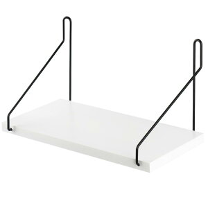 ウォールシェルフ 天然木 壁掛け棚 鉄製 ワイヤー壁棚 賃貸 飾り棚 壁面収納 無痕釘 ネジ 木製 (ホワイト, 30cm)