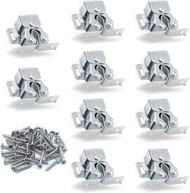 10個 ダブルローラー ホーム キャビネット 家具 二重ローラー 食器棚 ドア ラッチ ドアキャッチャーネジ付き (シルバー)