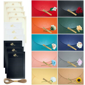 レターセット 手紙セット 封筒10枚+便箋10枚 飾り花10枚 箔押し 便箋と封筒 プロポーズ 母の日 誕生日 招待状 結婚式 お祝い手紙 挨拶状 お礼状用 光沢厚紙(set 01)