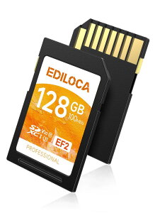 Ediloca EF2 128GB SDJ[h UHS-I Class10 U3 V30  őǎ摬x 100MB/s ő发x 90MB/s J[h 4K/tHDΉ