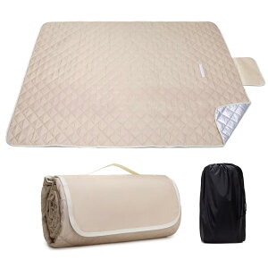 YACOTOERIレジャーシート 厚手 ピクニックマット テントマット大判 145x195cm アルミシート 防水 折り畳みやすい 携帯便利 収納袋付く軽量 遠足 運動会 お花見 ビーチ キャンプ アウトドア(カーキ