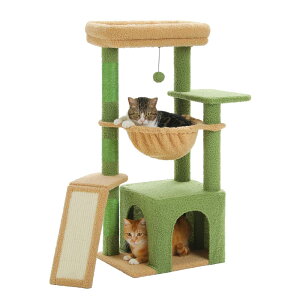PAWZ Road キャットタワー ミニ 猫タワー コンパクト ハンモック 据え置き 多頭飼い 小型 低め 省スペース 隠れ家 猫ベッド はしご 老猫 シニア猫 短足 スロープ 猫の階段 カラフル おしゃれ か