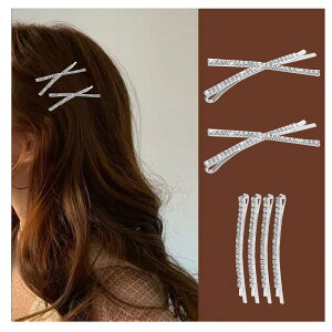 ヘアピン ヘアアクセサリー ヘアクリップ 髪留め セットクロス ラインストーン かわいい おしゃれ きらめき 大人 レディース ガールズ プレゼント 6個入 シルバー(Silver)