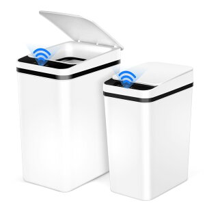 HeGeed【2個セット スリム自動ゴミ箱】ゴミ箱 自動開閉式 ふた付き 9L 15L 電池式 蓋付き ダストボックス おしゃれ 袋が見えない 大容量 防臭 密閉 電動 隙間に置 生活防水 省スペース リビング