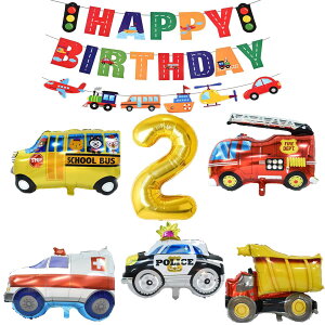 �a���� ����t�� �Z�b�g 3D�ԃo���[�� �傫�߃A���~���D Happy Birthday �o�i�[ ��ʁE�p�g�J�[�E���h�ԁE�~�}�ԁE�o�X �����o���[���t�� �p�[�e�B�[���� (2��)