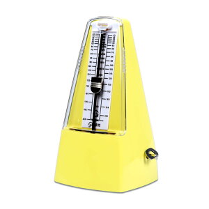 メトロノーム 振り子 楽器 高精度 機械式 コンパクト ピアノ 練習用 11.7×20.3cm (イエロー)