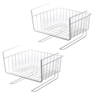 �yP10�{�{���r���[�v���[���g�z�݂艺�����[ �˒I�� 2�i�݂艺�����b�N �L�b�`�������[ �n���M���O�o�X�P�b�g �܂肽���ݎ� 28×26×20cm (�z���C�g, 2�Z�b�g)