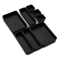 【レビュープレゼント】引き出し仕切り 収納トレイ 文房具 小物 収納 化粧品 トレイ 8個セット 黒