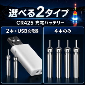 【レビュープレゼント】CR425 リチウム電池 充電電池 バッテリー USB充電 電気ウキ 竿先ライト 夜釣り フロート グロースティック
