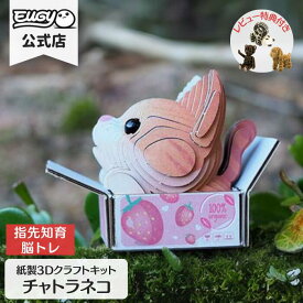 チャトラネコ 立体パズル 紙製 知育 玩具 3D ペーパークラフト EUGY 工作キット プチギフト ユーギー こども 子ども 親子 おうち遊び おもちゃ 誕生日 プレゼント 男の子 女の子 猫 ねこ グッズ