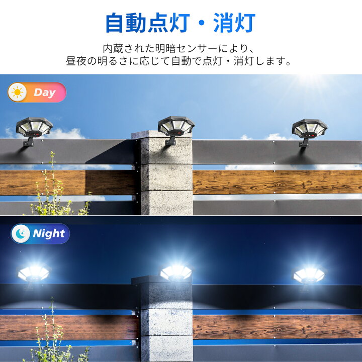 楽天市場】【8面で発光】 ソーラー ライト 人感 センサーライト 防水 