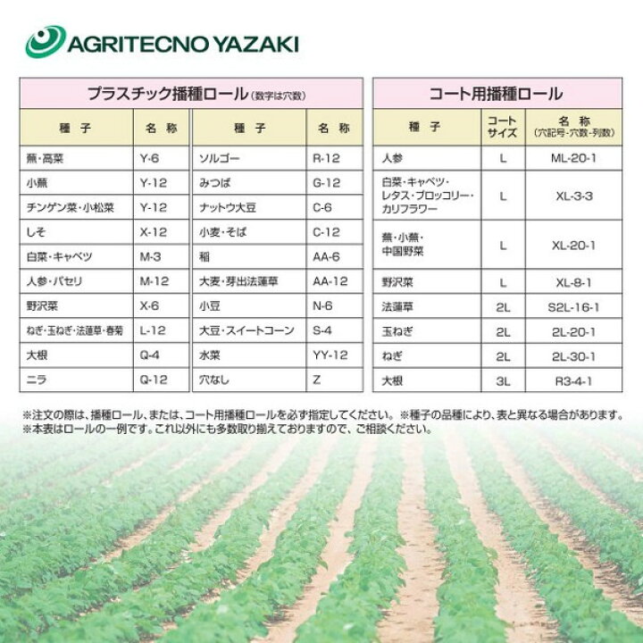 楽天市場】アグリテクノサーチ|アグリテクノ矢崎 播種機 クリーンシーダ コート用播種ロール 2個セット : AZTEC 楽天市場店 楽天市場】アグリテクノサーチ|アグリテクノ矢崎 播種機 クリーンシーダ コート用播種ロール 2個セット : AZTEC 楽天市場店