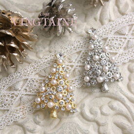 ブローチ ツリー 星 煌き 華やか キラキラ 可愛い エレガント デイリー パーティー X'mas プレゼント ギフト 女性 BC-145