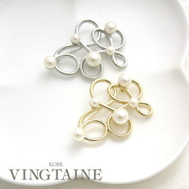 【最大555円OFFクーポン配布中】＊ネコポス送料無料＊ブローチ ランダム デザイン メタル パール 可愛い お洒落 シンプル 小物 ギフト プレゼント BC-169【mbgt】