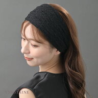 ブラックレース ワイドターバン ヘアバンド まとめ髪 上品 大人 レディース HB-138