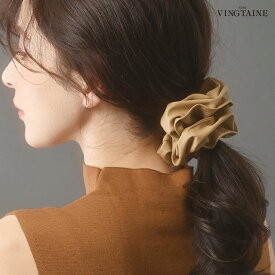 【最大555円OFFクーポン配布中】★ネコポス送料無料★シュシュ フェイクレザー ダブルステッチ ヘアアクセサリー 大きめ お洒落 大人カジュアル シンプル ギフト プレゼント HS-204【mbgt】