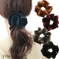 ベロアボリュームフリルシュシュ　秋冬　エレガント　上品 レディース ヘアアクセサリー　大人っぽい　 H…