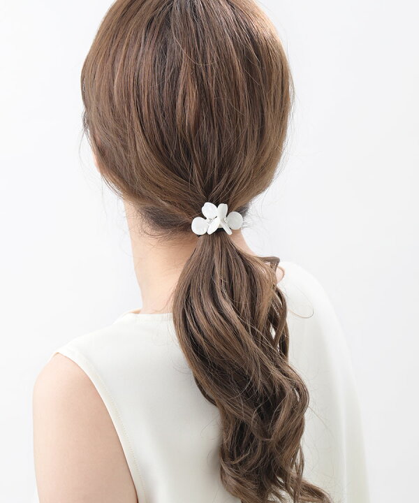 楽天市場】ヘアゴム ヘアカフ ポニーフック べっ甲風 ダブルフラワー 