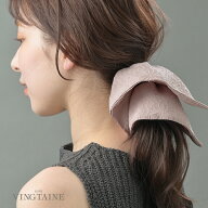 ジャガードフラワー スクエアビッグシュシュ 大人可愛い ボリュームヘアアクセ 上品 トレンド シュシュ h…