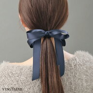 ヘアゴム ポニーフック ロングリボン ヘアカフ ヘアアクセサリー ヘアフック 大人可愛い レディース パー…