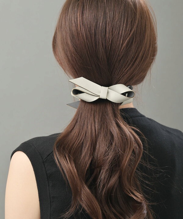 爆売りセール開催中!】 新作 レザーリボンのバナナクリップ ヘアアクセサリー リボン バナナクリップ フェイクレザー ヘアクリップ ヘアアクセサリー H-974