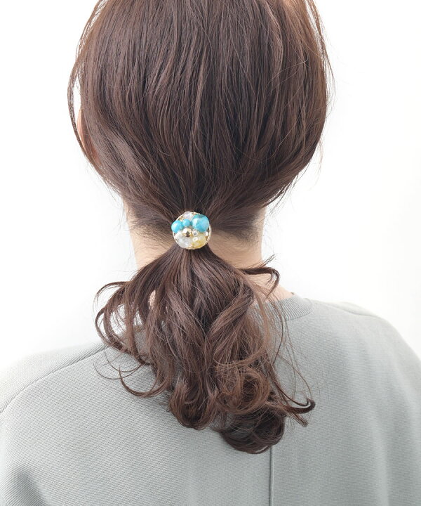 楽天市場】ターコイズカラーミックスポニーフック ヘアゴム ヘアカフ 