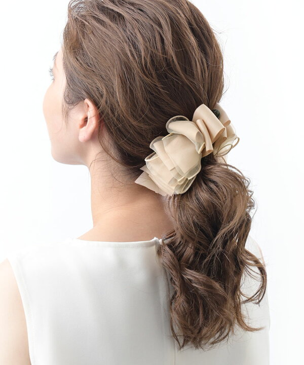 楽天市場】オーガンジー×グログランフリルバナナクリップ ヘアクリップ 