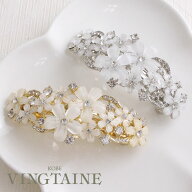 バレッタ フラワー ヘアクリップ ホワイト 小花 ヘアアクセサリー 上品 大人カジュアル シンプル かわい…