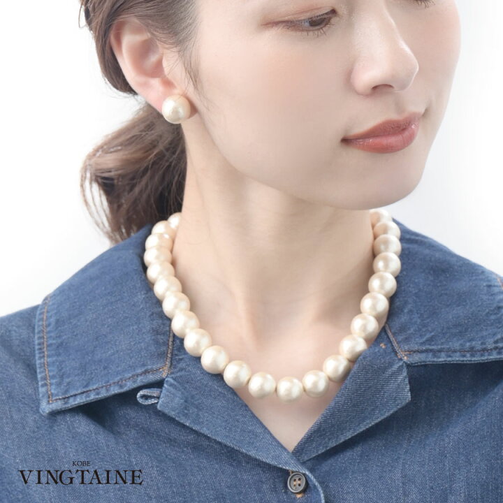 楽天市場】コットンパールネックレス（14mm） ショートネックレス 