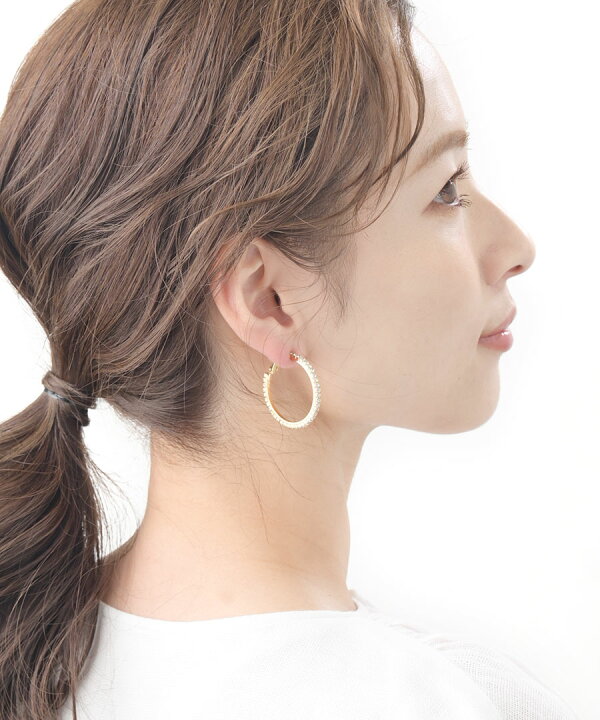楽天市場】ラインストーンフープピアス（1） 28mm レディース 大人っ 