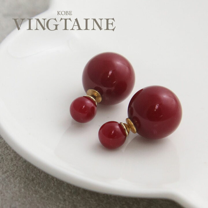 楽天市場】ピアス バックキャッチ パール レッド 赤 14mm 16mm 大ぶり 
