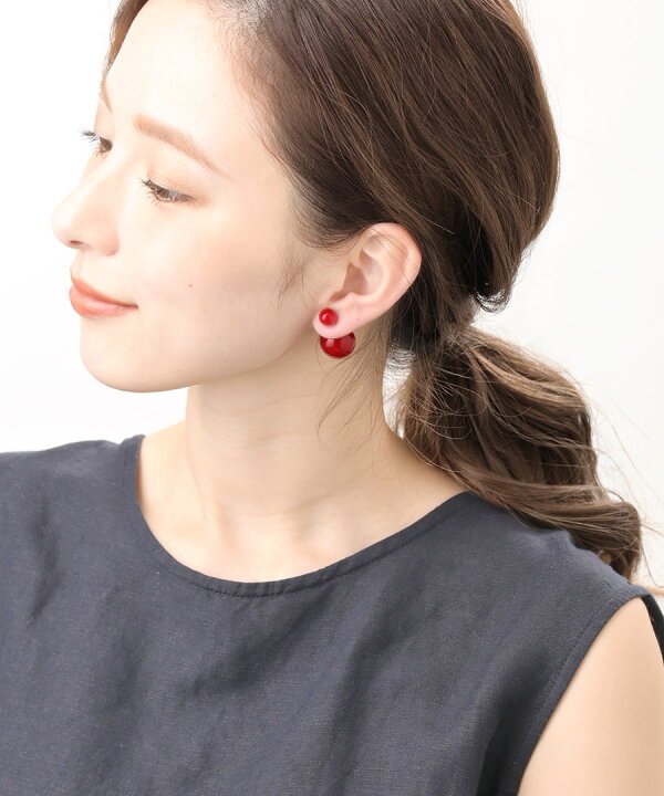 楽天市場】ピアス バックキャッチ パール レッド 赤 14mm 16mm 大ぶり 