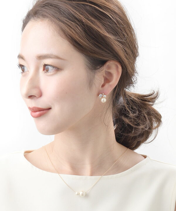 楽天市場】コットンパールビジューピアス イヤリング ネジバネ式 