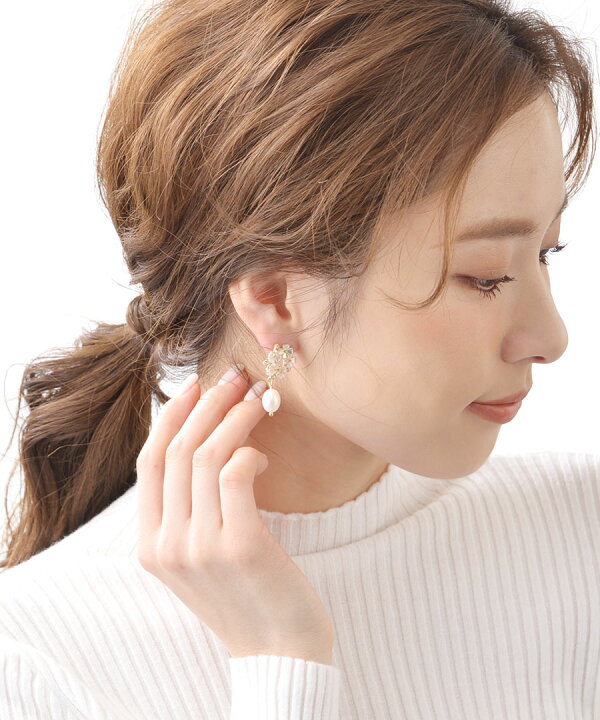 楽天市場】サークルフラワー×淡水パールピアス・イヤリング お花 