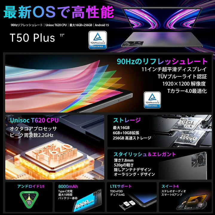 楽天市場】【5000円OFFクーポン値引】Android15 新モデル TECLAST 正規 