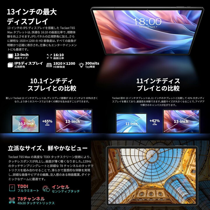 楽天市場】【ハイグレードモデル】TECLAST 正規品 T65MAX 13インチ 