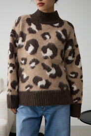 レオパートジャガードニットトップス / AZUL BY MOUSSY/アズール バイ マウジー/レディース/トップス ニット【MARKDOWN】