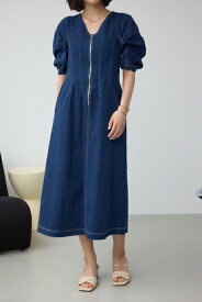 フロントジップ半袖デニムワンピース / AZUL BY MOUSSY/アズール バイ マウジー/レディース/ワンピース ワンピース【MARKDOWN】
