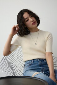 ハーフスリーブクルーネックリブトップス / AZUL BY MOUSSY/アズール バイ マウジー/レディース/トップス ニット【MARKDOWN】